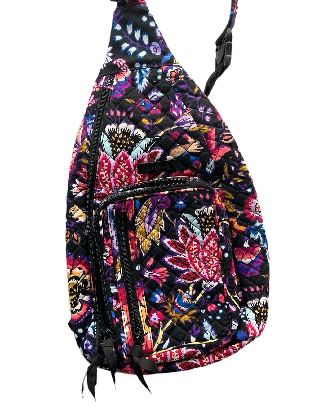 Vera Bradley Floral Sling Crossbody Backpack Zip Adjustable Strap Outer Pockets